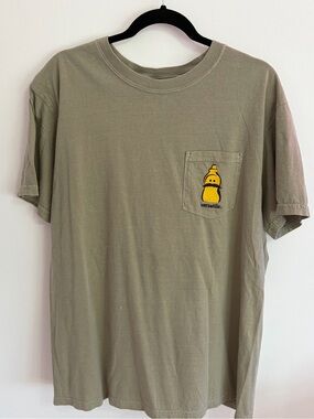 Comfort Colors Olive Short Sleeve Tee with Yellow Pocket Graphic